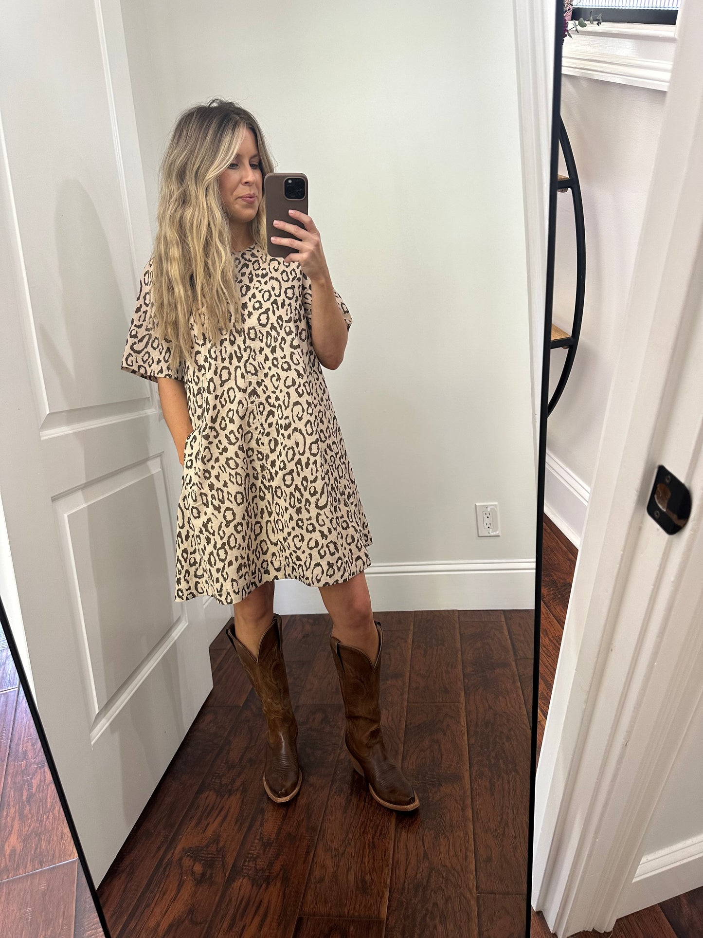 Leopard mini dress with pockets