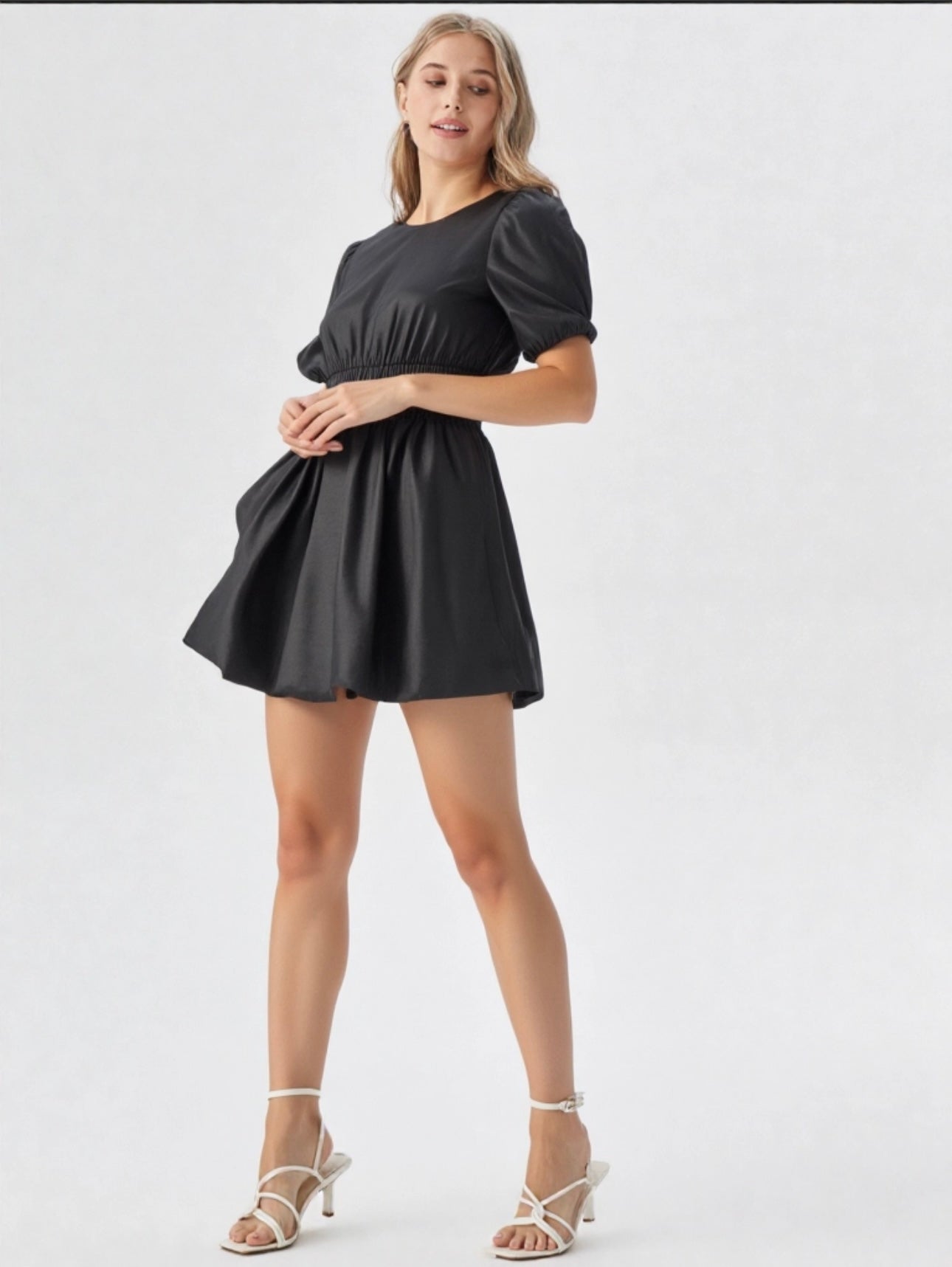 Puff sleeve holiday dress