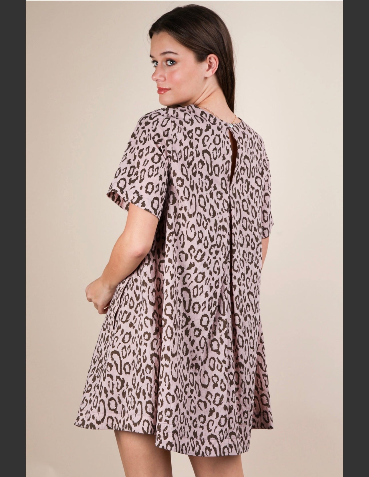 Leopard mini dress with pockets