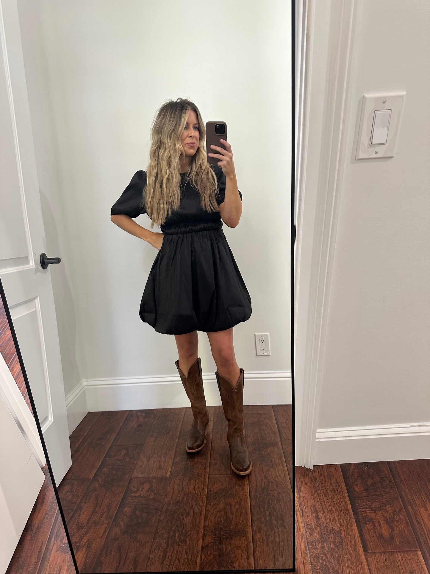 Puff sleeve holiday dress