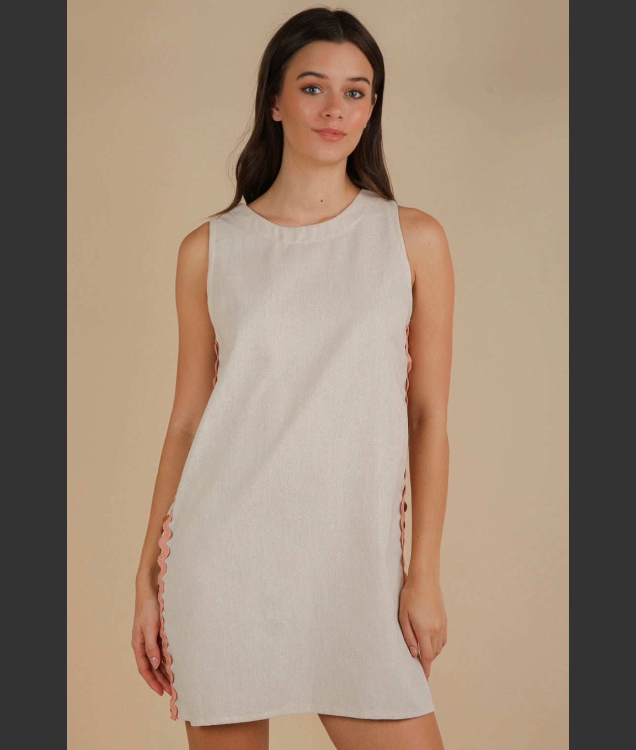 Wave detail shift dress - cream