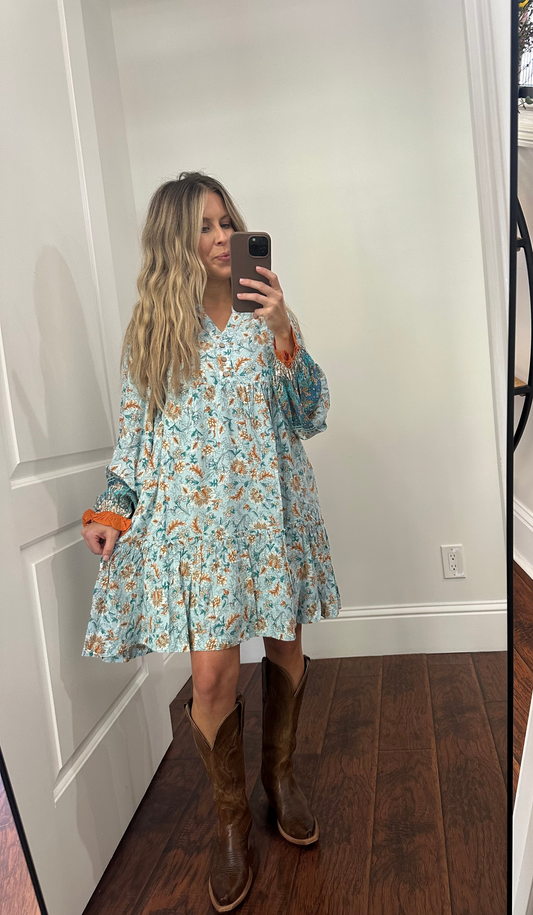 Puff sleeve tiered babydoll dress