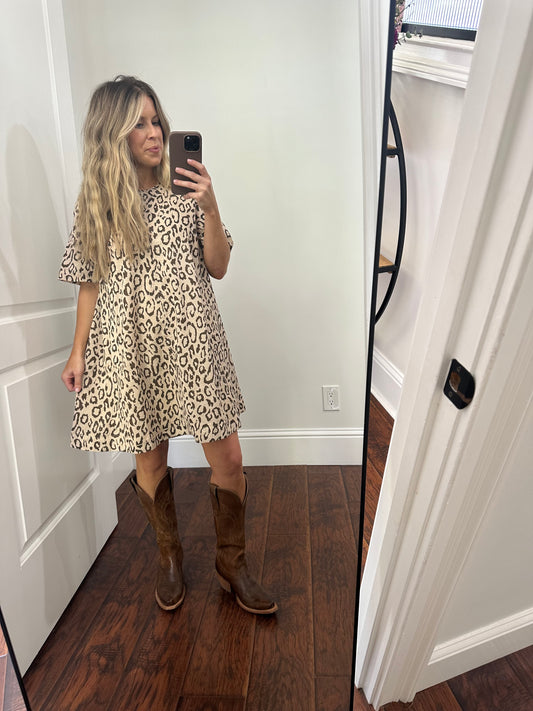 Leopard mini dress with pockets