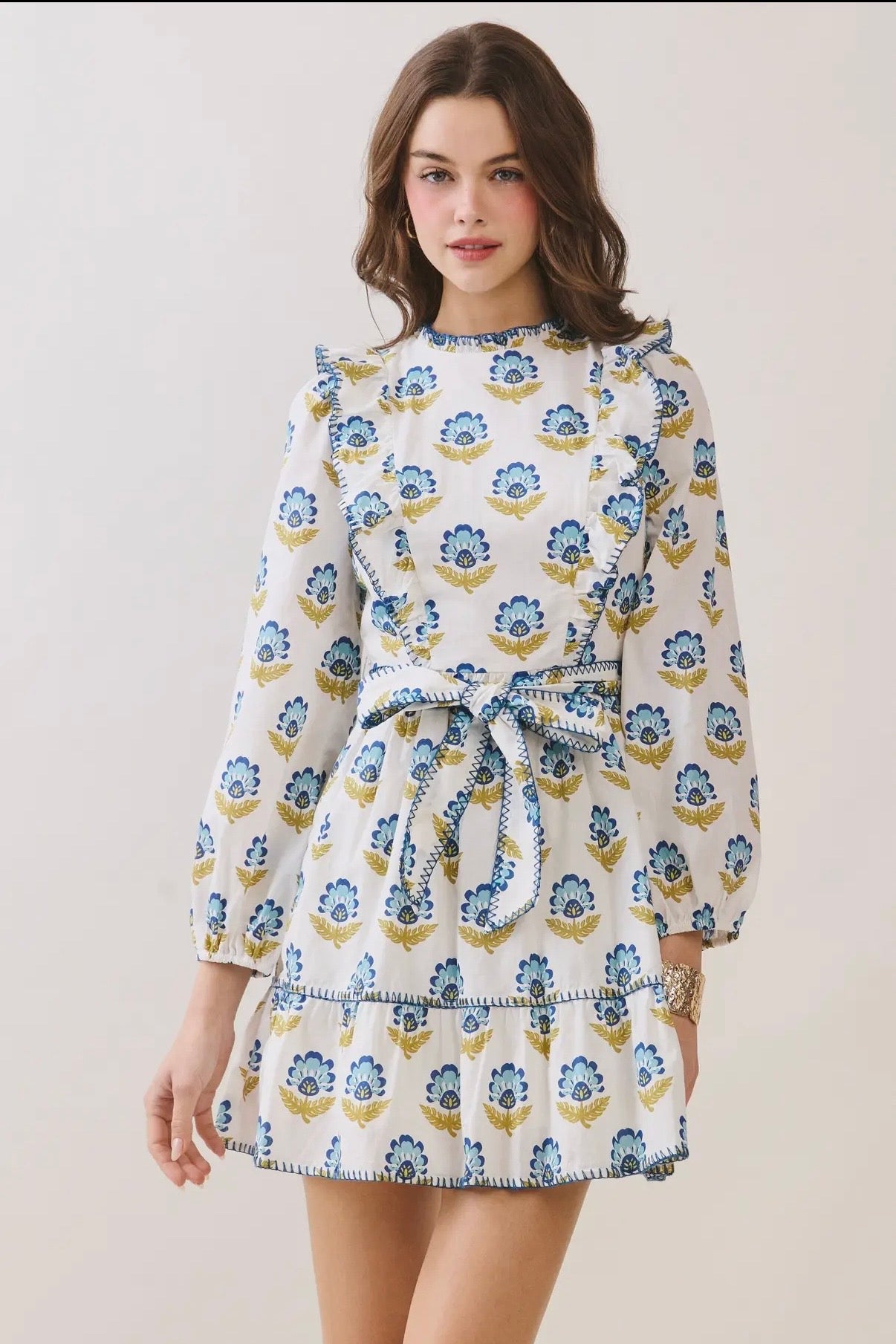 Blue Blooms Mini Dress