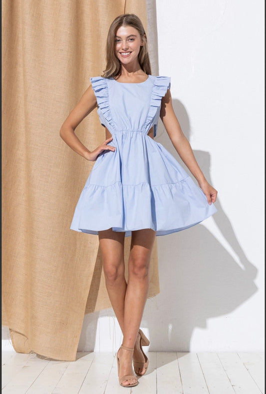 Baby blue cut out mini dress